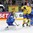 COLOGNE, GERMANY - MAY 12: Italy's Frederic Cloutier #29 makes the save while Armin Hofer #9 battles with Sweden's Joakim Nordstrom #42 during preliminary round action at the 2017 IIHF Ice Hockey World Championship. (Photo by Andre Ringuette/HHOF-IIHF Images)

